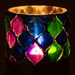 J-Line photophore Mosaic - verre - mauve - small - 2 pcs