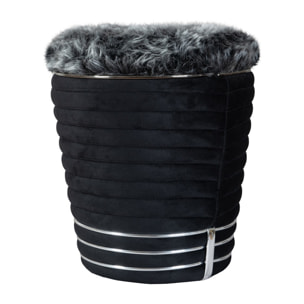 Pouf di design Doric 300 in legno di pioppo nero e grafite