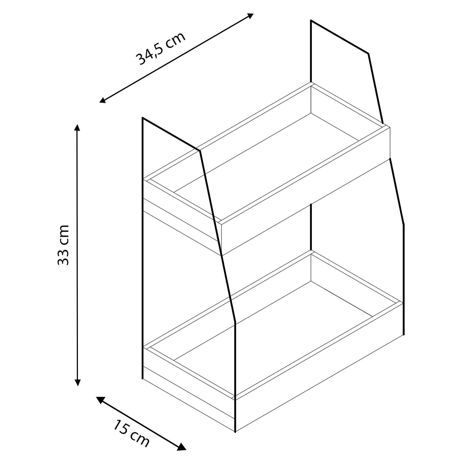 Estantería de pared Artur de 2 niveles, madera de Paulownia