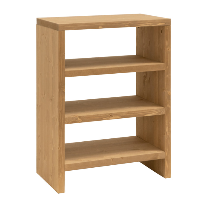 Estantería zapatero de madera maciza tono roble medio 80x60cm Alto: 80 Largo: 60 Ancho: 35