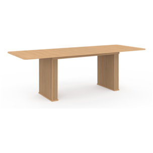 Table repas extensible Faustine 160-240cm bois pieds effet tasseaux