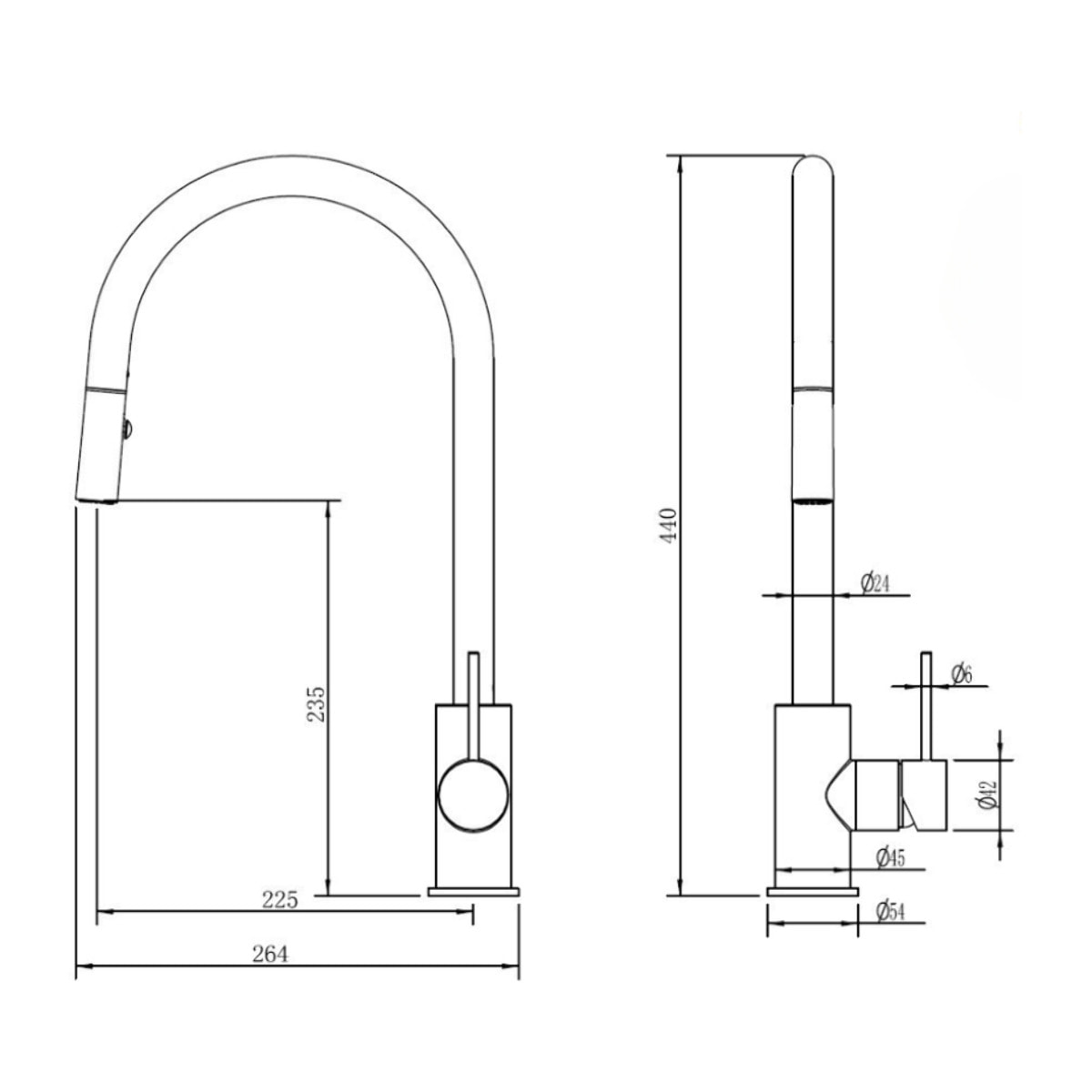 Aurum mitigeur évier à levier sur pied 44 cm avec douchette extractible 2 jets, or rose brossé (SATBAUR286BRG)