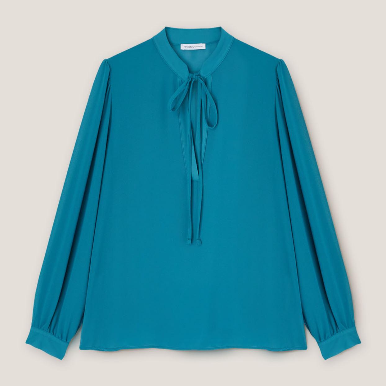 Motivi - Blusa vaporosa serafín con cordones - Petrol Blue