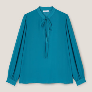 Motivi - Blusa vaporosa serafín con cordones - Petrol Blue