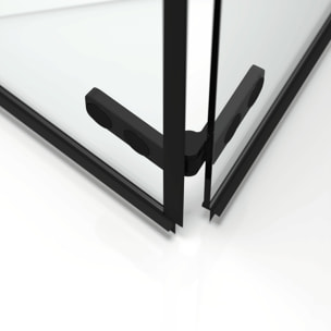 SK Porte de douche 80x196cm pliante anticalcaire avec profilé noir mat (SATSK80NIKAC)