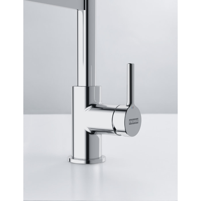 Lina FC 6087.031 Mitigeur cuisine, 205 x 410 mm, semi-pro avec douchette extractible, Chrome/Blanc (115.0626.088)