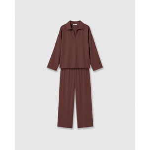 Set camicetta pantalone vinaccia