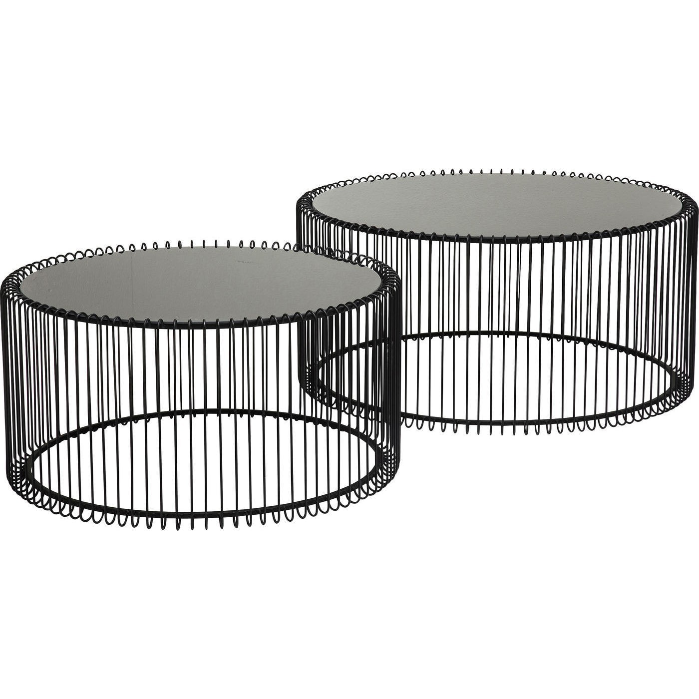 Tables basses rondes Wire set de 2 noires Kare Design