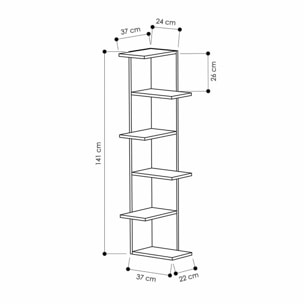 Libreria Dlunett, Scaffale da ufficio, Mobile portalibri, Biblioteca, 37x24h141 cm, Bianco