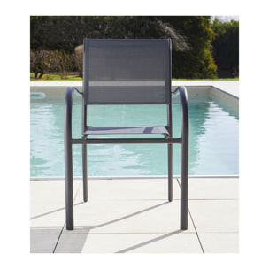 Ensemble table et chaises de jardin  - Gris Anthracite et Vert sauge - HONFLEUR BEZIERS