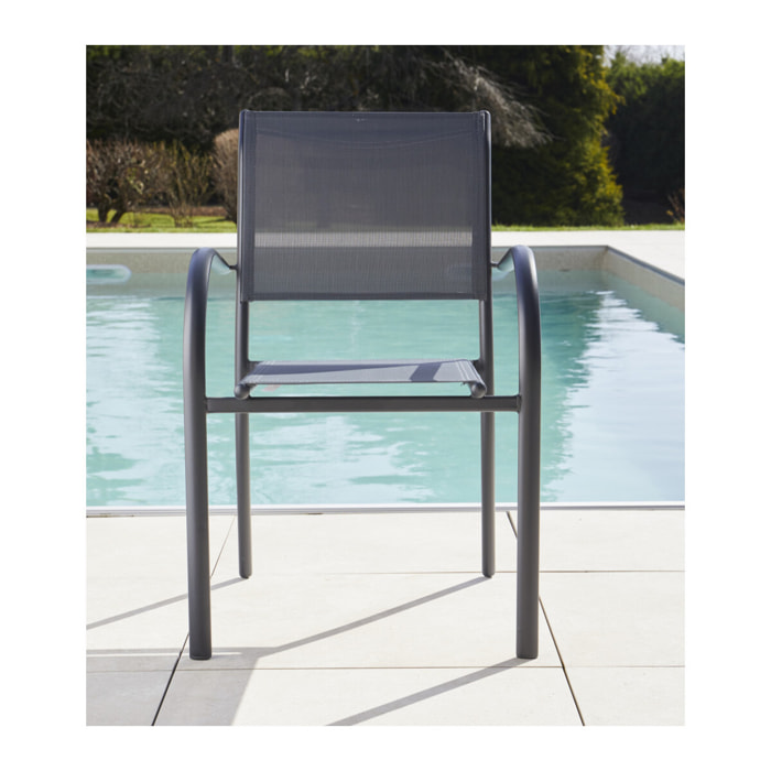 Ensemble table et chaises de jardin  - Gris Anthracite et Vert sauge - HONFLEUR BEZIERS