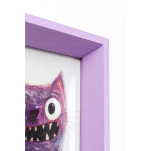 Tableau Frame chat monstre violet 13x18cm Kare Design