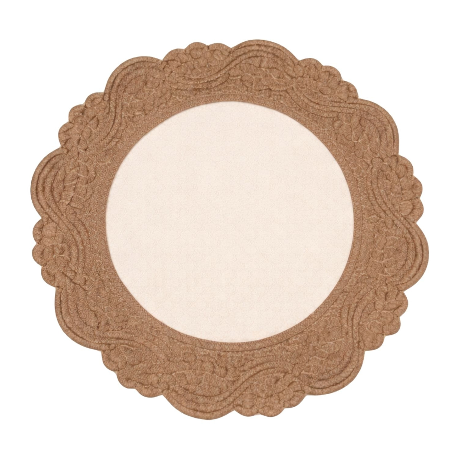 Set de table rond lavable matelassé coton - Ecru