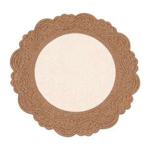 Set de table rond lavable matelassé coton - Ecru