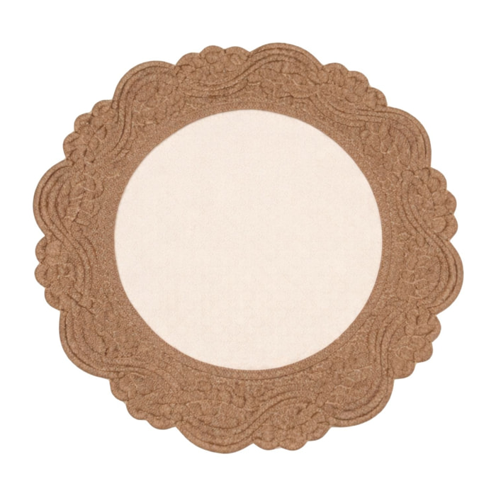 Set de table rond lavable matelassé coton - Ecru