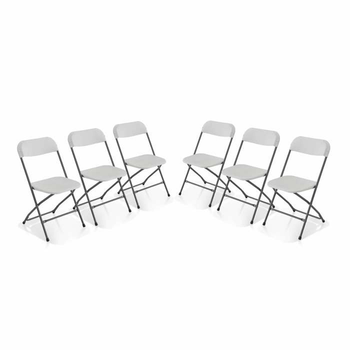 Chaises de réception pliantes – Fiesta – 6 chaises d'appoint en plastique et métal