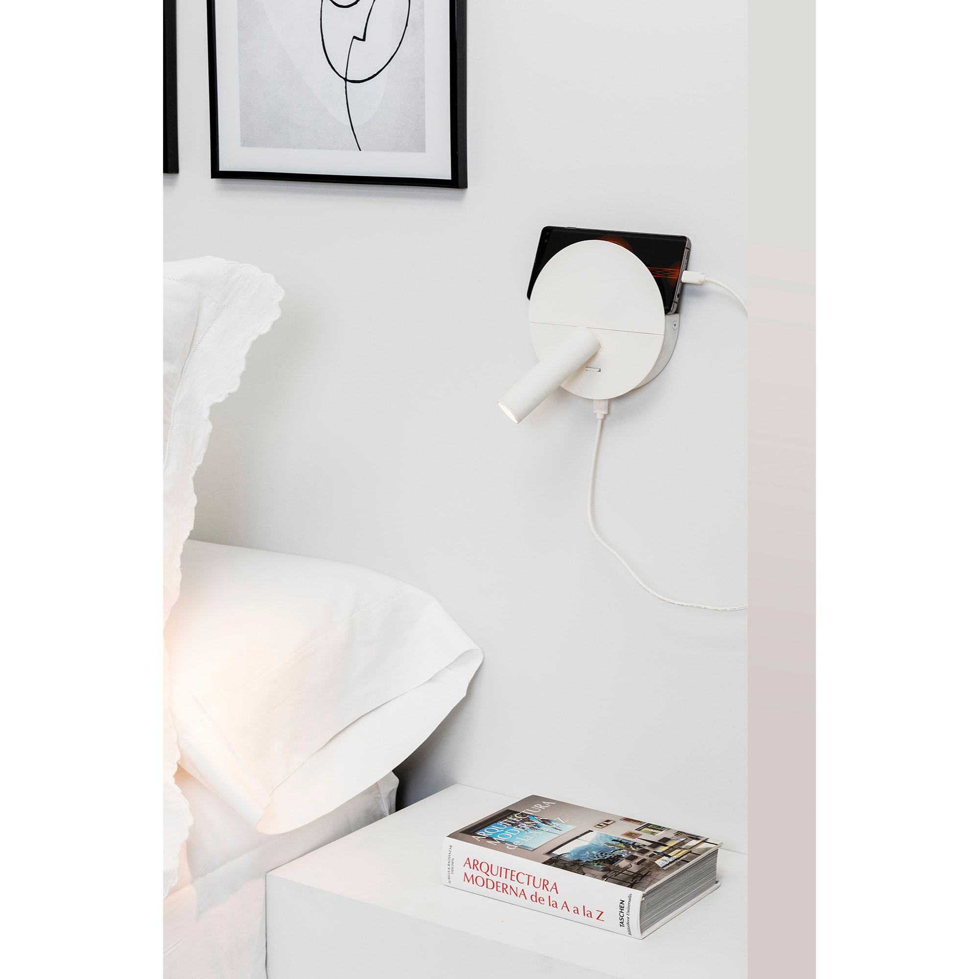 DUAS Lampe applique lecteur blanc avec USB