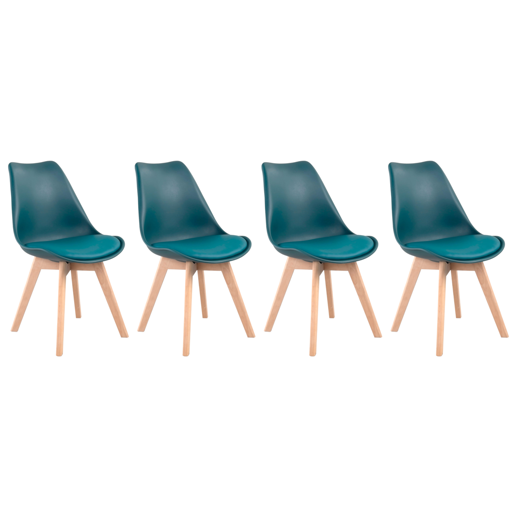 Lot de 4 chaises scandinaves NORA bleues avec coussin