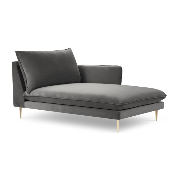 Méridienne droite "Vienna" en velours gris