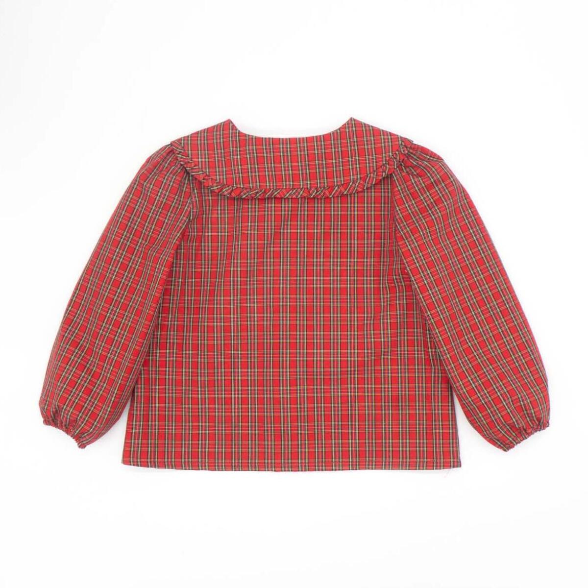 Blusa maxi cuello cuadros rojos