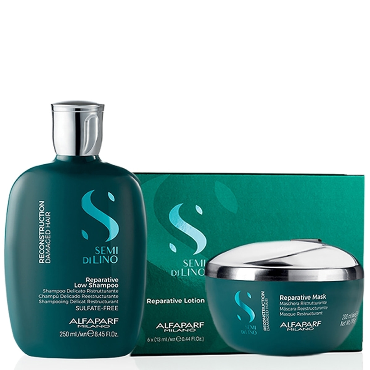 ALFAPARF Kit Semi Di Lino Reparative Low Shampoo 250ml + Mask 200ml + Lotion