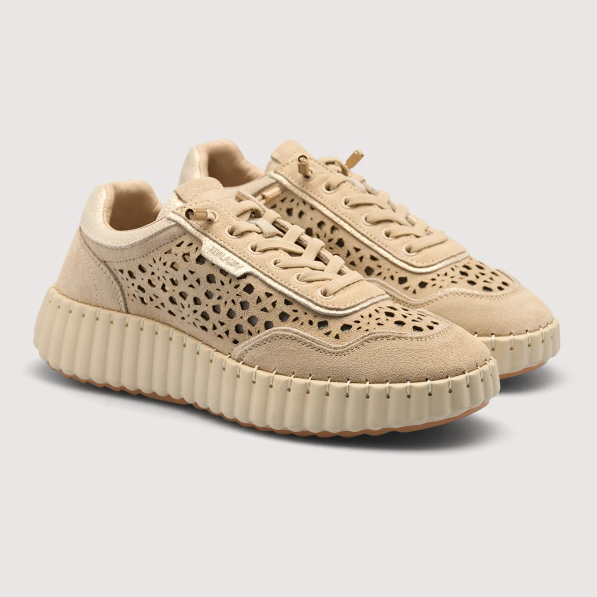 Sneaker Piel Troquelada Dorado - Sienna