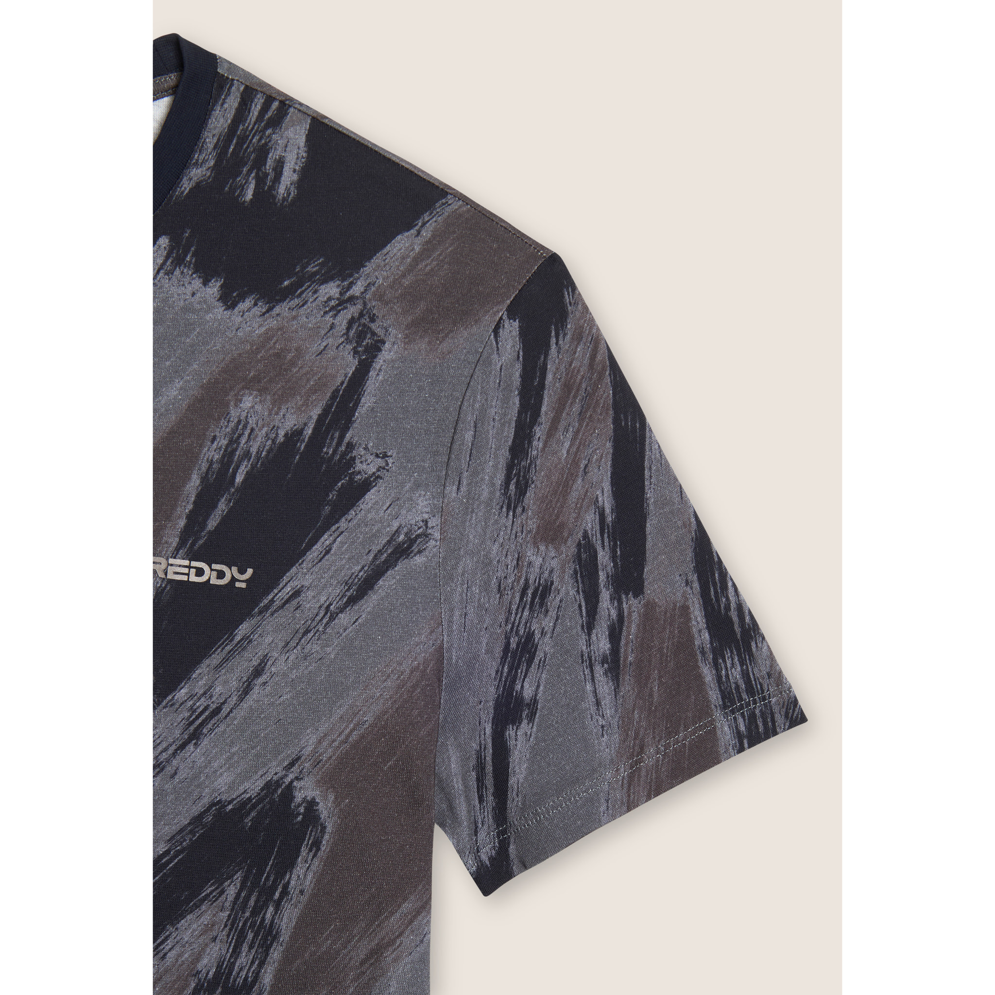 T-shirt stampata effetto pennellata in cotone