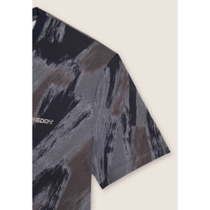 T-shirt stampata effetto pennellata in cotone