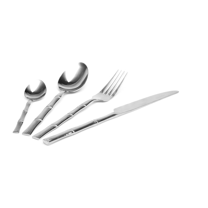 Set de 24 couverts Excélsa Bambù en acier inox, argenté