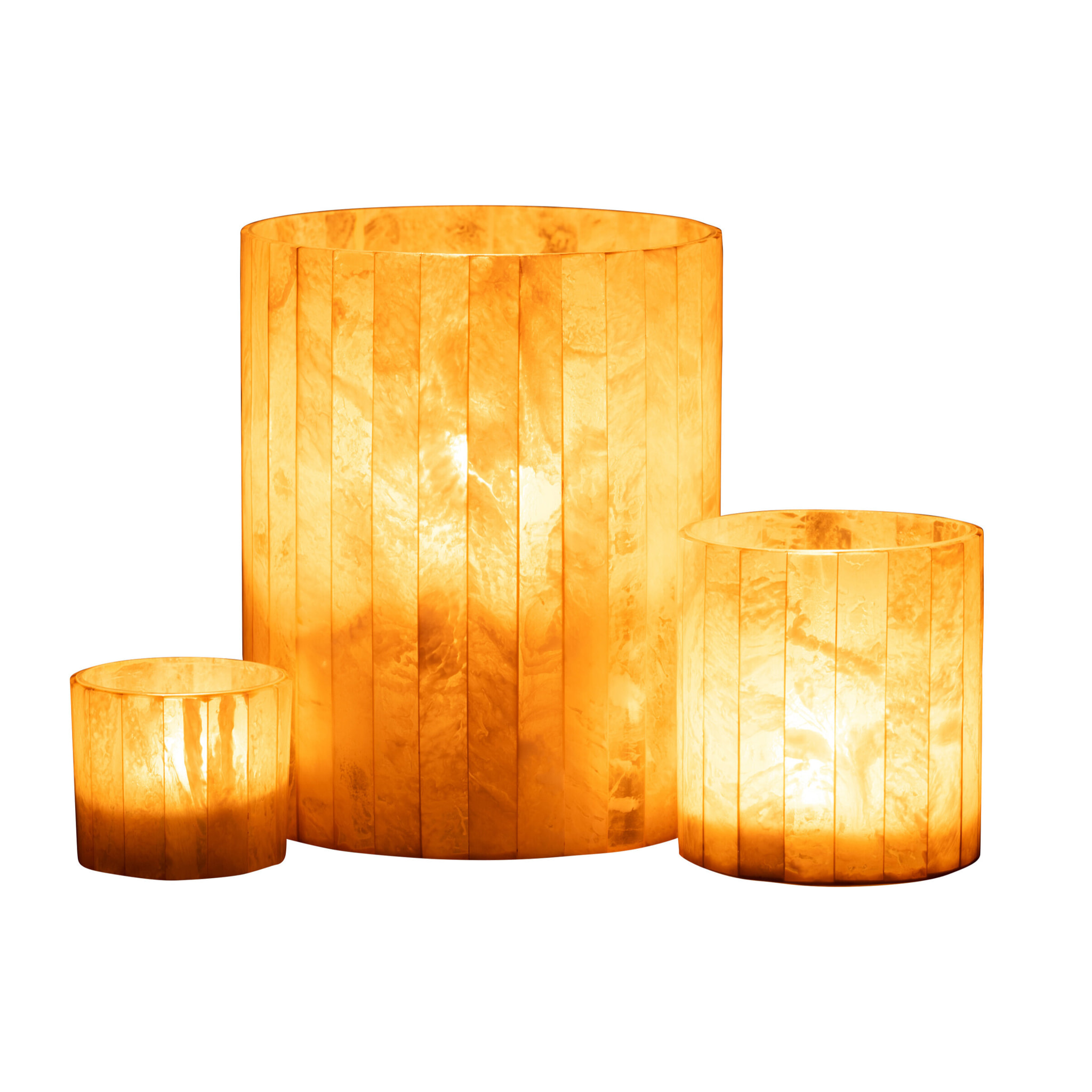 J-Line bougeoir Lignes - verre - jaune - large