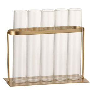 J-Line soliflore 5 Tubes - métal/verre - or - 15 cm de hauteur