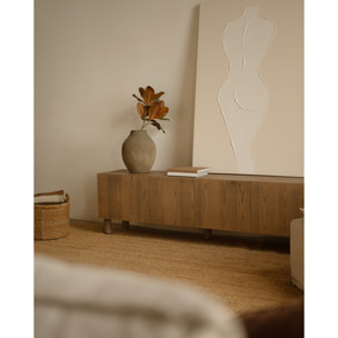 Mueble TV de chapa de madera de fresno natural en tono avellana en varias medidas