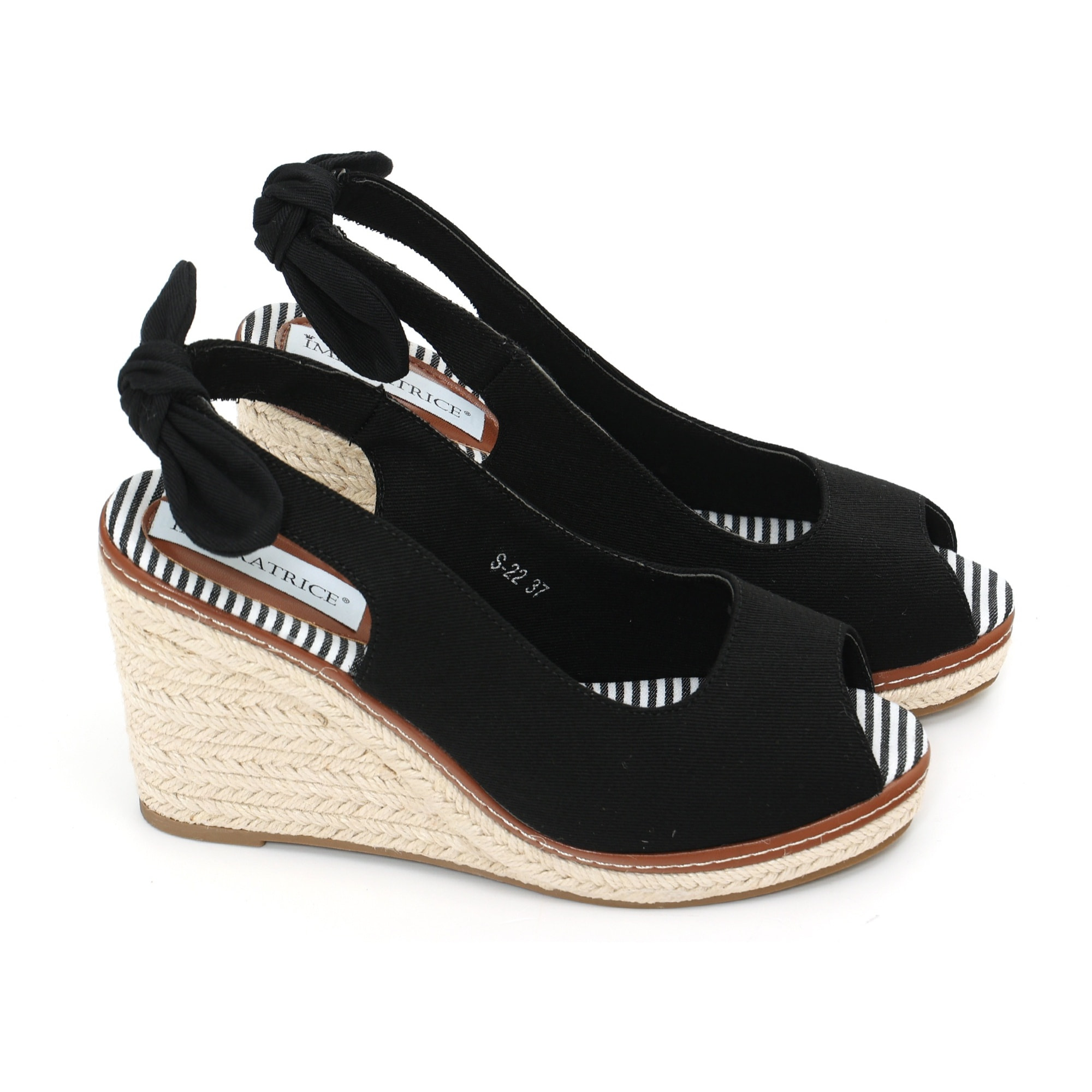 Sandali in tessuto con zeppa