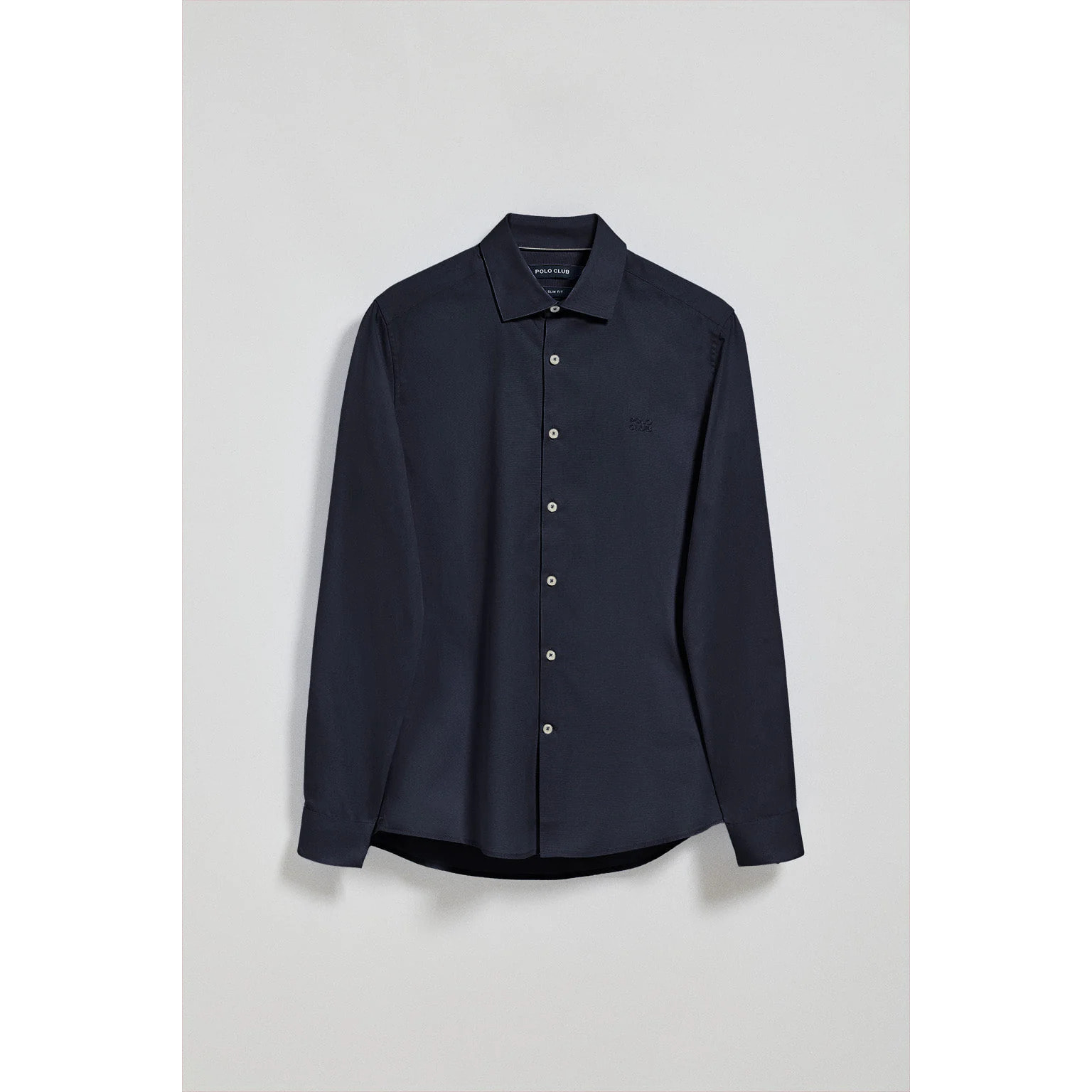 Camicia slim popeline blu marino con logo Polo Club ricamato