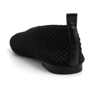 Ballerina square-toe in tessuto intagliato - NERO