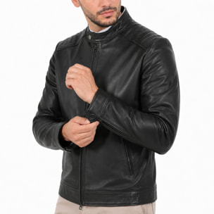 Giubbino in vera pelle di vitello Nero