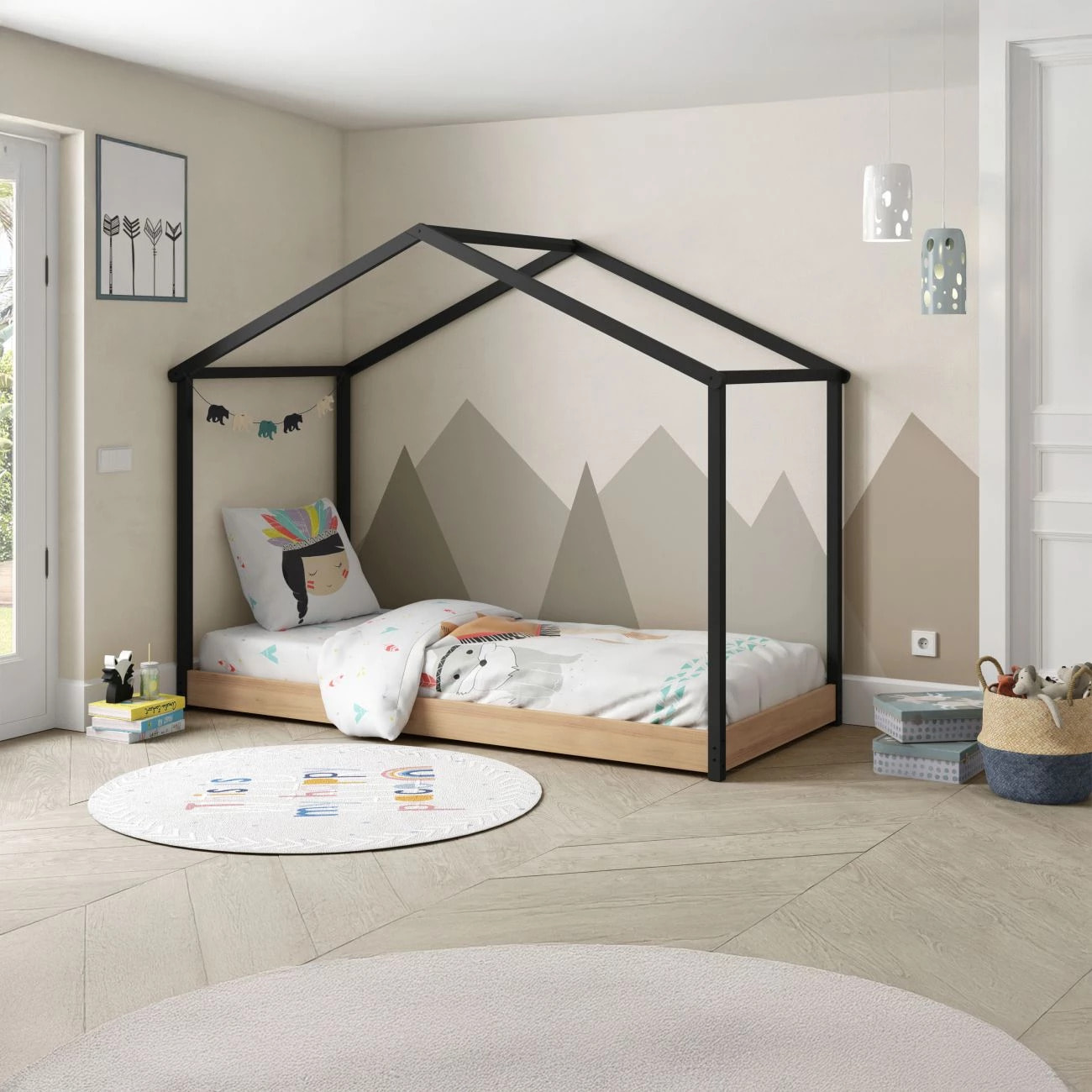 Cama cabaña Hyte Antracita - Pino