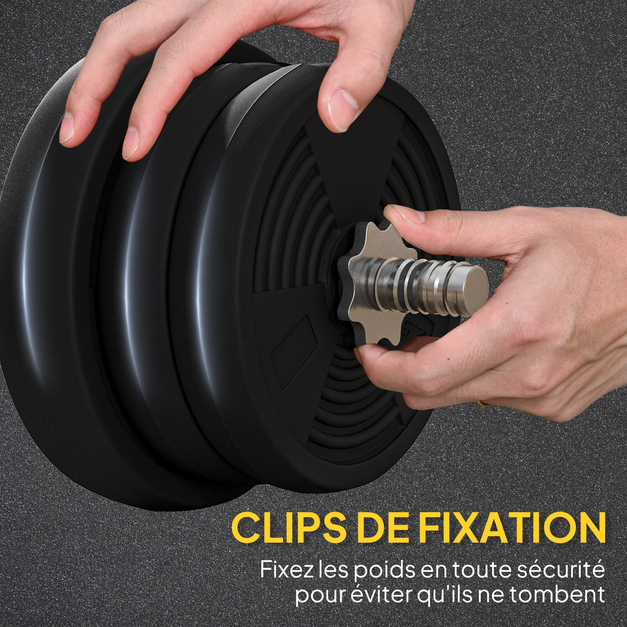 Ensemble d'haltères 25 kg total, barre d'haltère avec disques de poids 5 kg et 2,5 kg, barre longue, avec poignée antidérapante, exercices de fitness entraînement à la maison et gym, noir