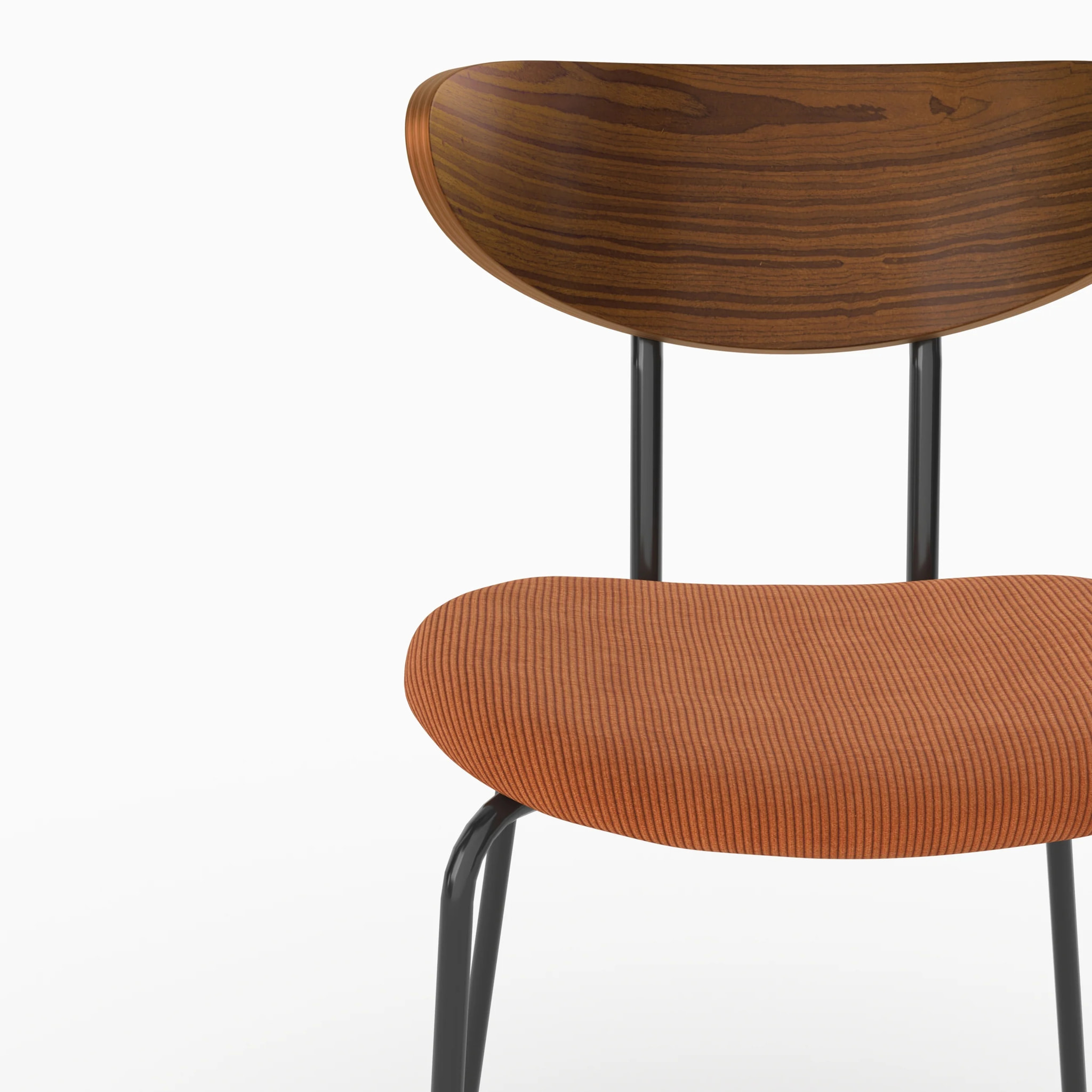 Lot de 2 chaises en velours côtelé terracotta et dossier en bois - Jade
