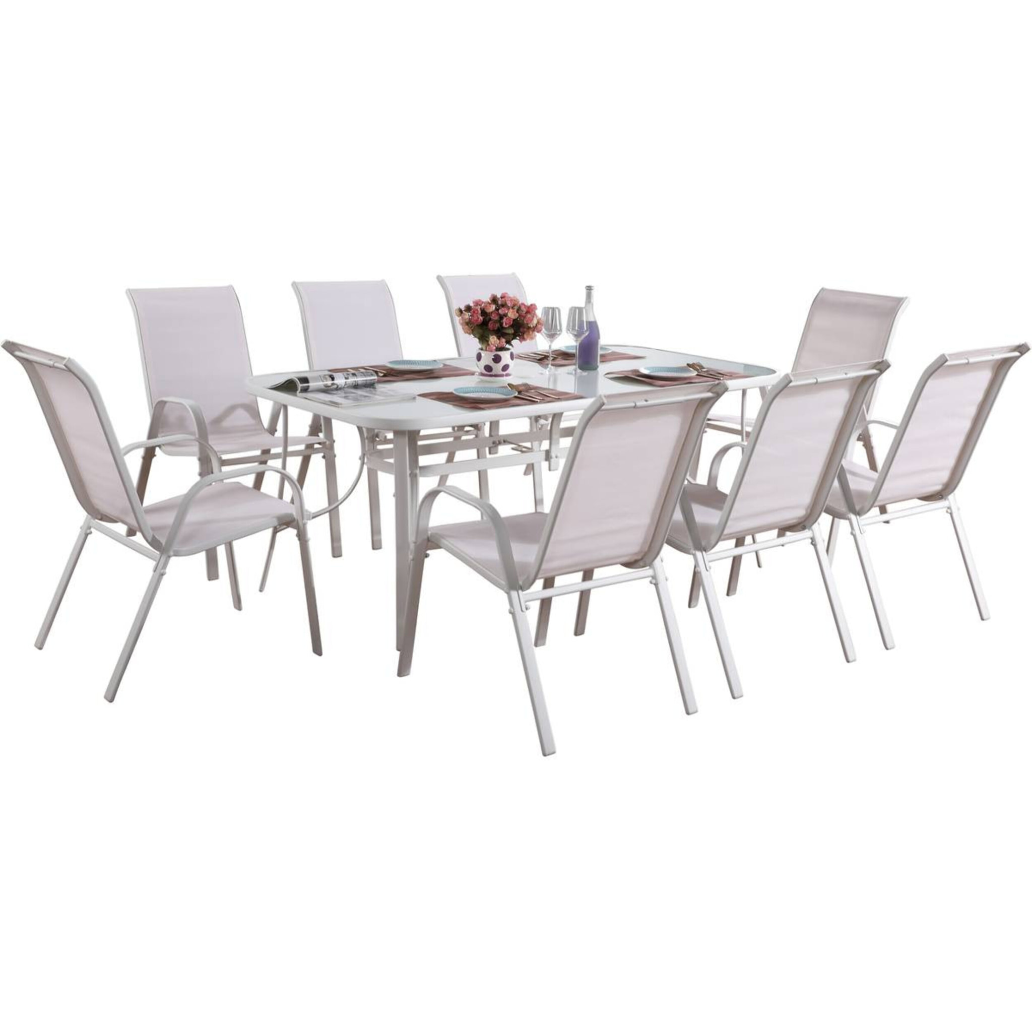 Salon de jardin en textilène "Cordoba XL 180"- Phoenix - Ecru