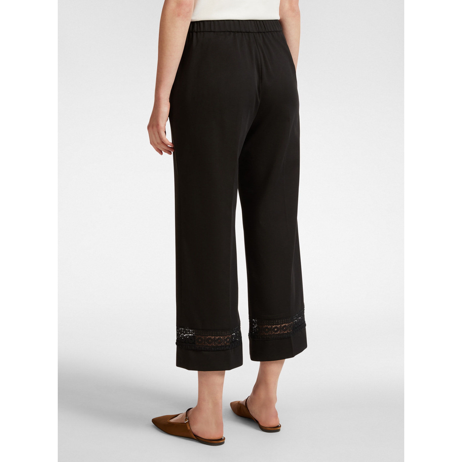 Elena Mirò - Pantalón cropped con borde bordado - Negro