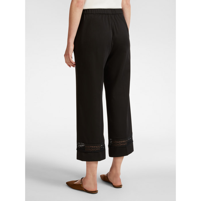 Elena Mirò - Pantalón cropped con borde bordado - Negro