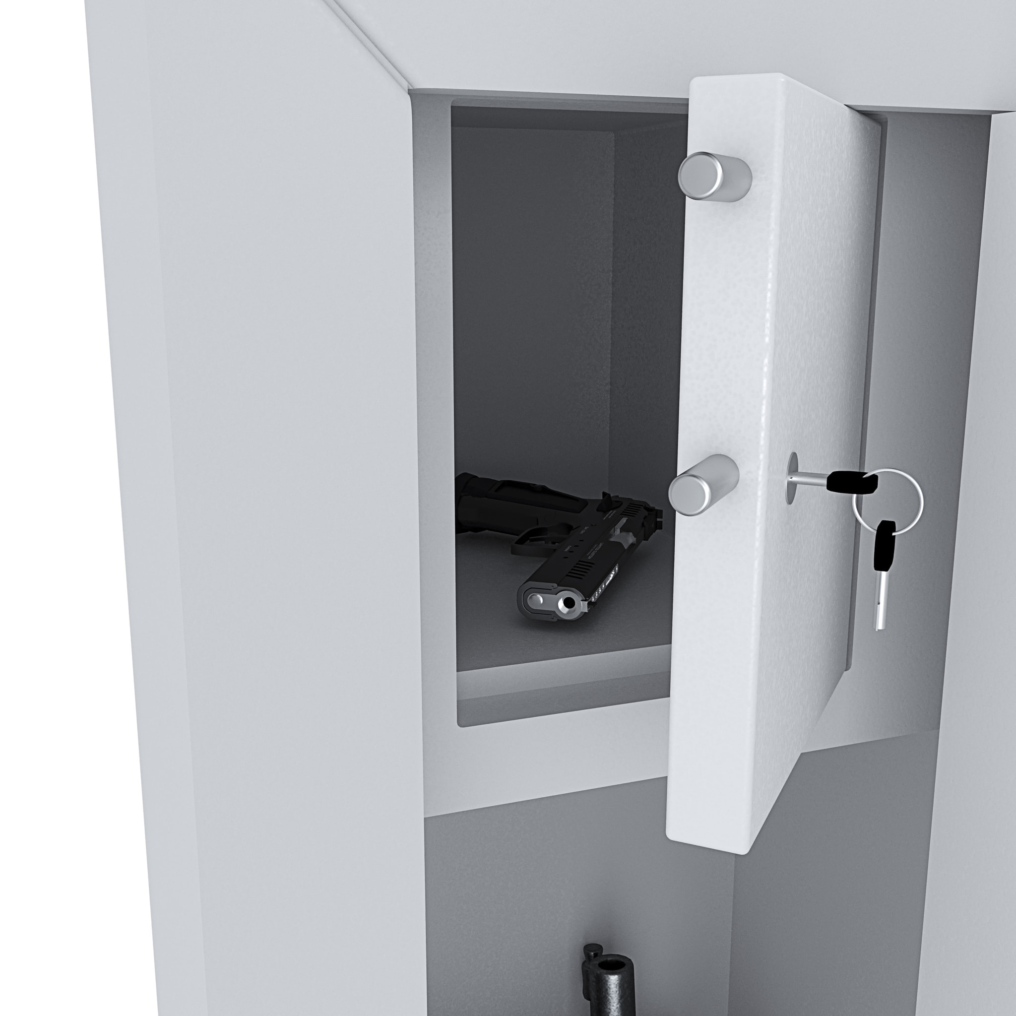 Armadio Portafucili Armi Blindato Fuciliera In Acciaio Con Cassetto Tesoretto Con Serratura E Chiave A Doppia Mappa Bianco Opaco 145x25x20 Cm 2 Posti