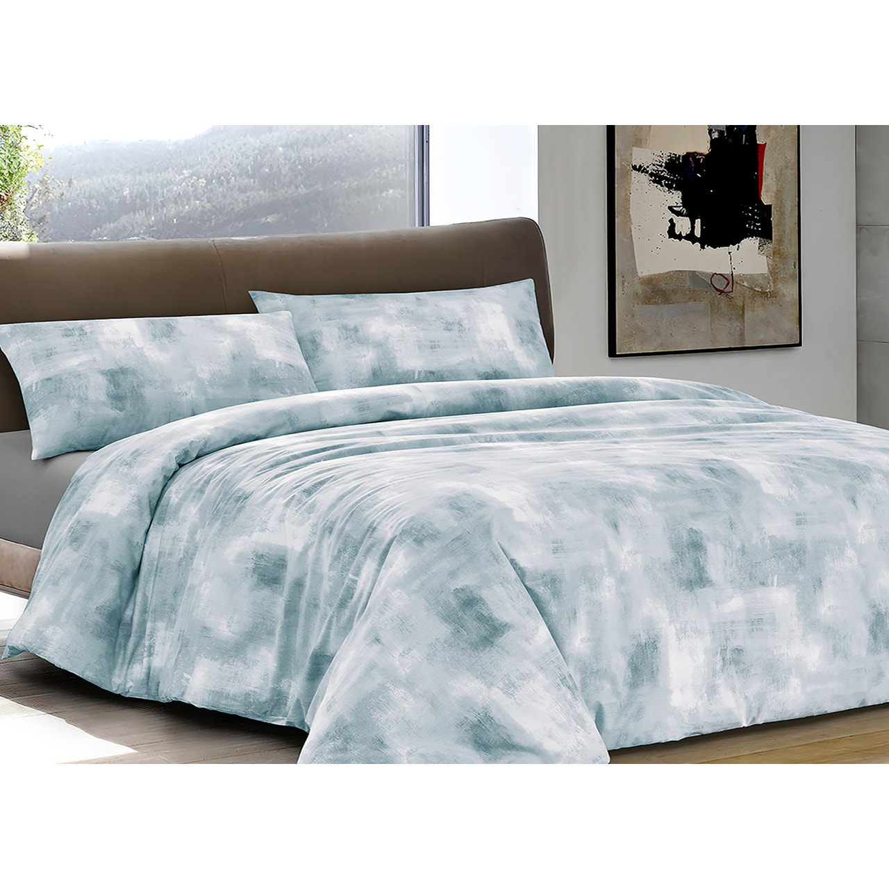 Copripiumino 100% Cotone Disegno Nebula Azzurro