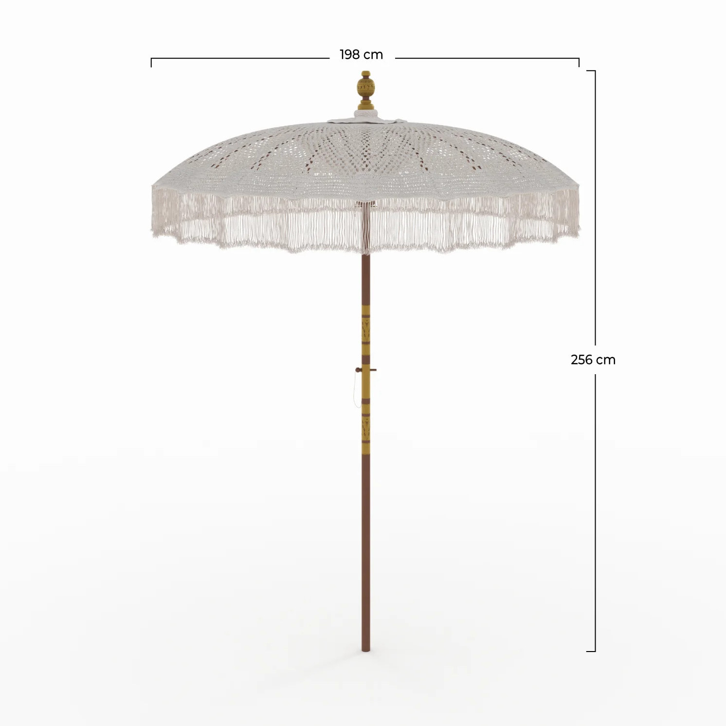 Parasol en bois de cocotier et macramé - Fakélé
