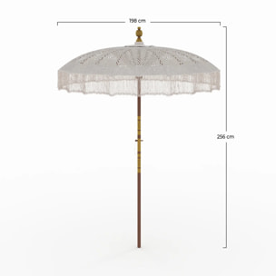 Parasol en bois de cocotier et macramé - Fakélé