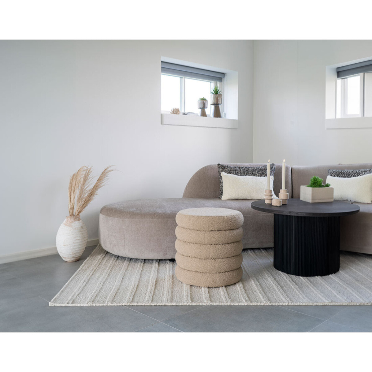 Marely - pouf - en tissu bouclette - Beige