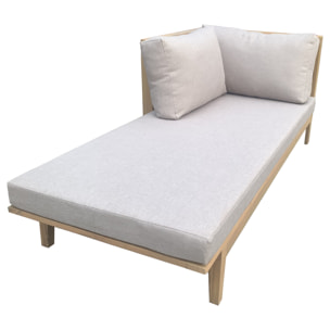 Salon de jardin en acacia 4 places PANGKOR - coussins sable