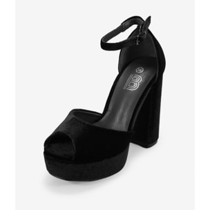 Sandalias de tacón negras de terciopelo