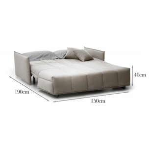 Divano Letto Alissa, Divano a 2 posti, 100% Made in Italy, Sofà Soggiorno con apertura a carrello, in tessuto imbottito, con Braccioli standard, Cm 150x90h85, Beige